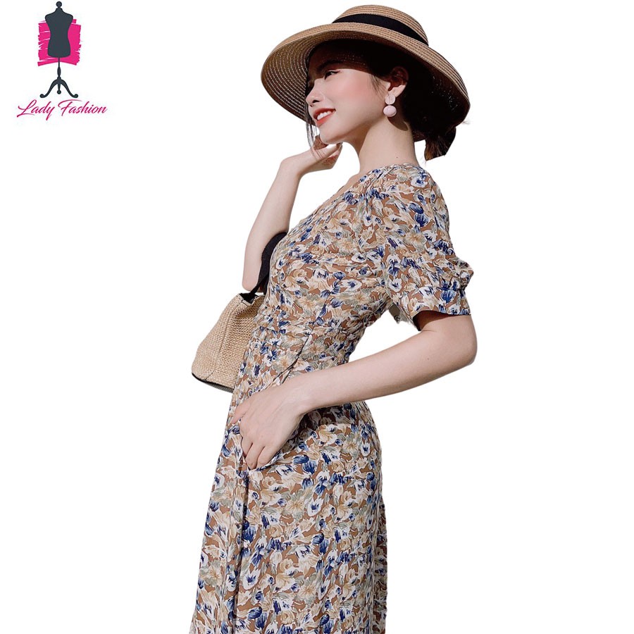 Đầm vol xòe hoa nhí cao cấp -MS017
