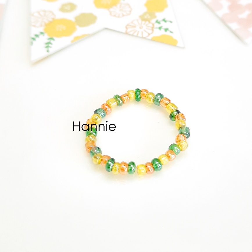 Nhẫn nữ hạt cườm trong - Nhẫn dành cho nữ handmade đơn giản (Xanh biển/Cam/Xanh lá/Đỏ)