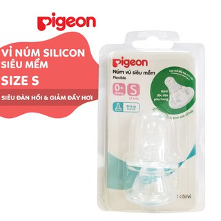 Núm ti Pigeon cổ hẹp silicone siêu mềm cho bé (2 cái/vỉ)
