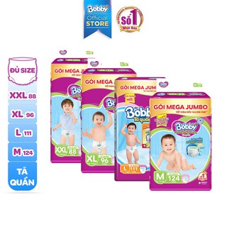 Tã quần bobby mega jumbo m120/l108/xl92/xxl84
