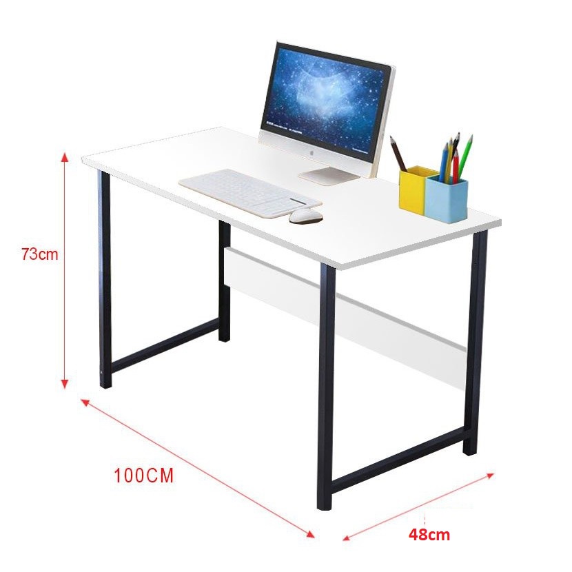 Bàn làm việc gỗ dày khung sắt tự lắp ráp đơn giản để laptop làm bàn học cho học sinh phù hợp mọi lứa tuổi | BigBuy360 - bigbuy360.vn