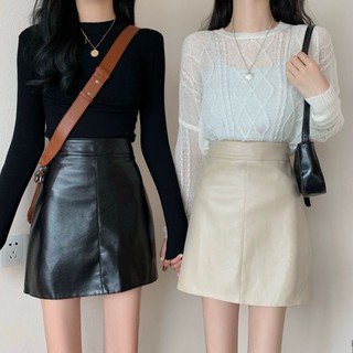 Chân váy da form chữ A chất da PU