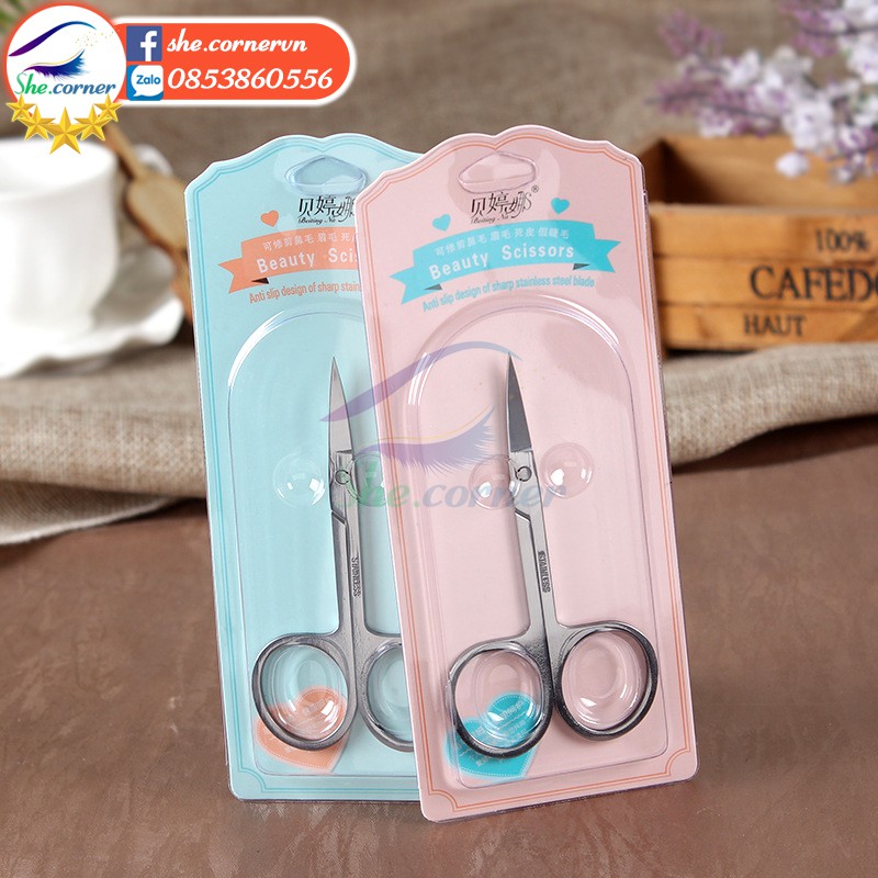 Kéo cắt tỉa lông mày, lông mi chuyên dụng Beauty Stainless Scissors KTC01 bằng thép không gỉ