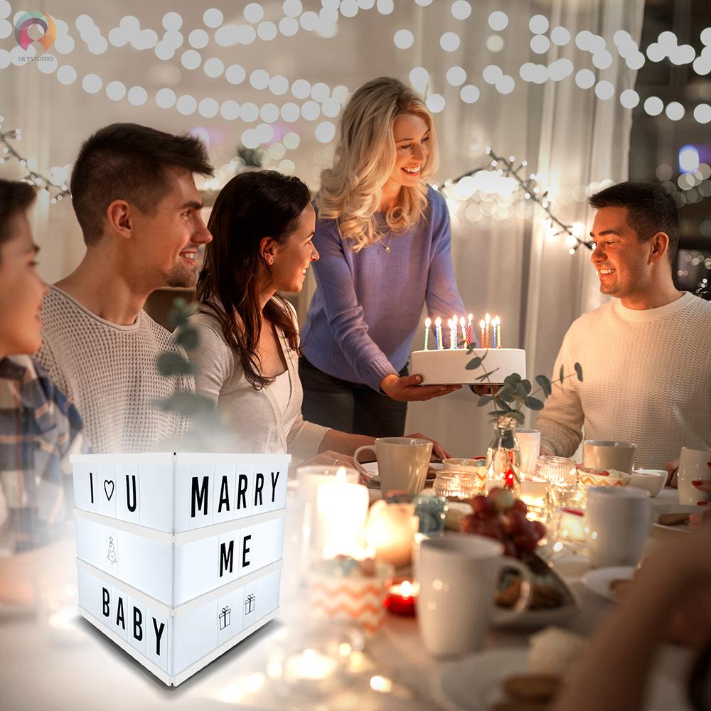 Cinema Light Box with Letters Cube LED Light Box Rotatable Message Lightbox Creative Gifts for Kids Friends Lovers Decorative Ornaments USB Cable or Battery Powered