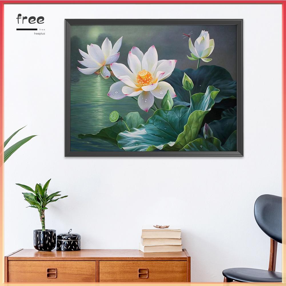 Tranh Thêu Chữ Thập Hình Hoa Sen 11ct 50x40cm | BigBuy360 - bigbuy360.vn