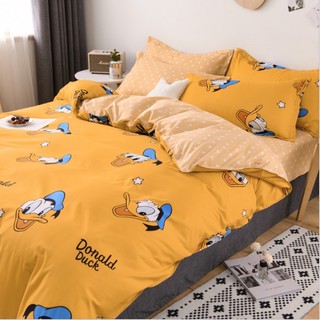 Bộ chăn ga gối phong cách Hàn Quốc vịt Donal bo chun đủ kích thước