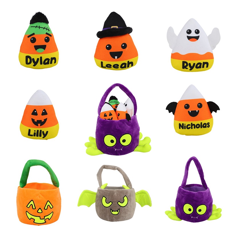 lovely Halloween Funny Candy Ryan Leeah Dylan Pumpkin Basket Bag Plush Toy Bat Kid Gift