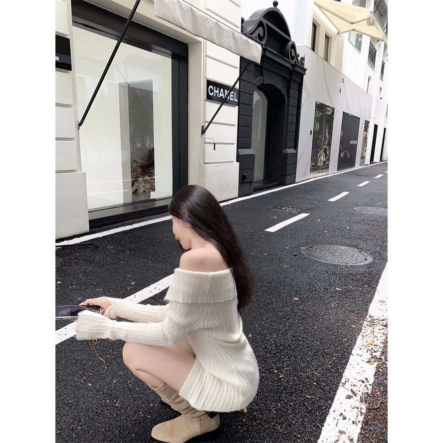 Xiaozhainv Áo Sweater Trễ Vai Tay Dài Thời Trang Mùa Thu Cho Phái Nữ