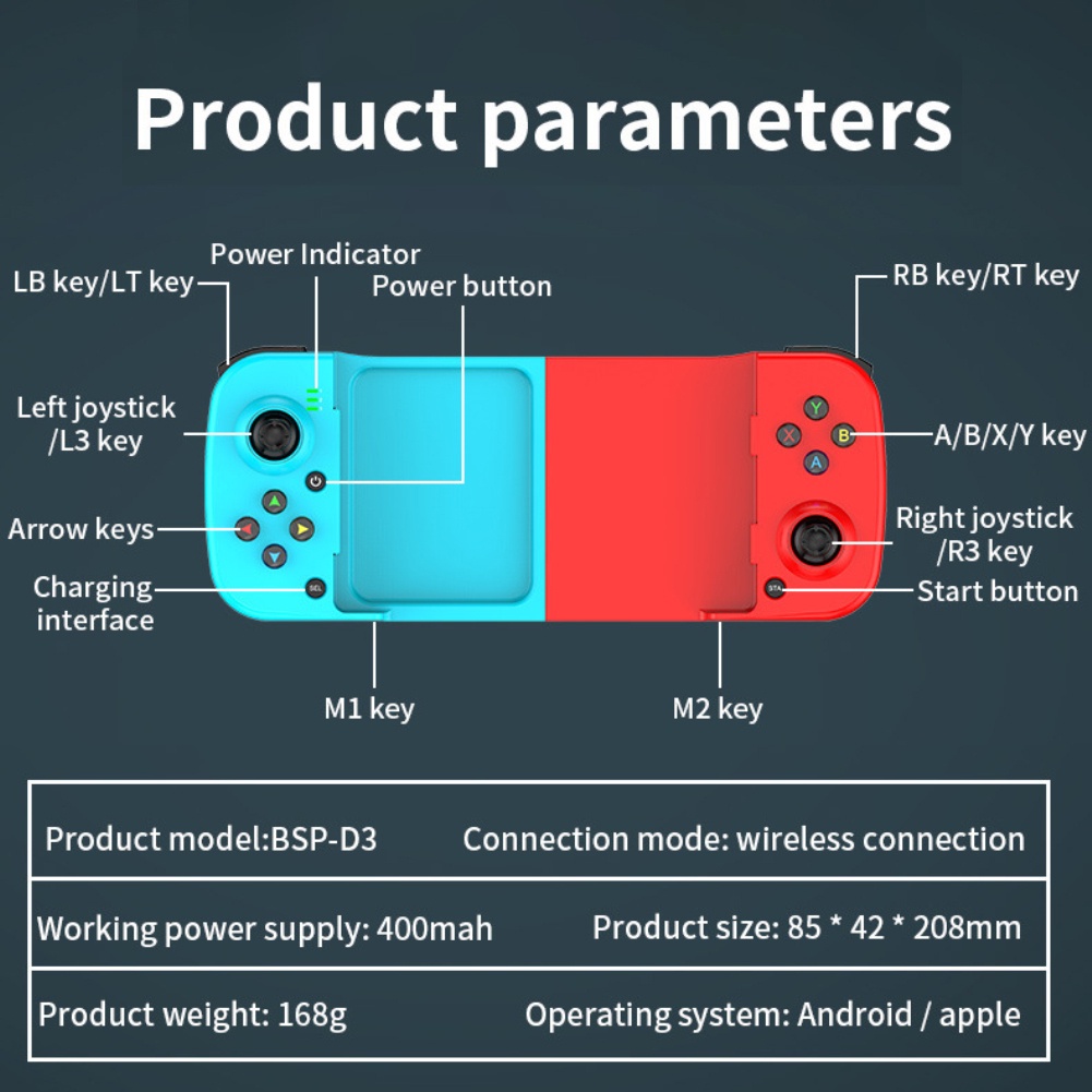 Tay Cầm Chơi Game Không Dây Bluetooth Cho Điện Thoại Android/Iphone Nút Điều Khiển Game Mobile Joystick Chơi Game Cho Ps4 | BigBuy360 - bigbuy360.vn