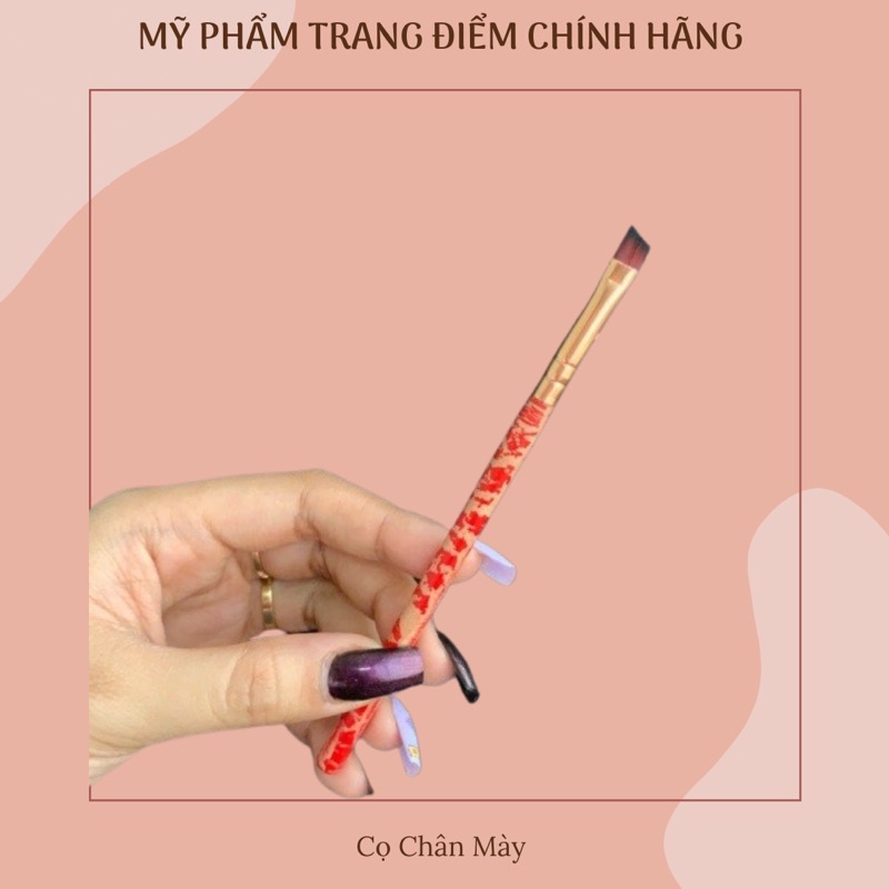 Cọ Kẻ Chân Mày, Kẻ Mắt, Bọng Mắt Đầu Vát Cán Gỗ Họa Tiết - Makeup Brow Brush