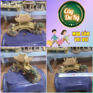 Tượng cây cầu Kiều mini gốm sứ Bát Tràng- 18x6x12 cm làm mô hình trang trí tiểu cảnh, trang trí bể cá