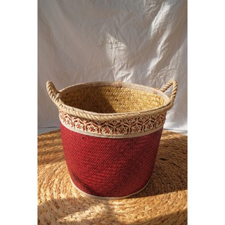 Sọt/giỏ Cói Đựng Đồ 2 Màu - Red/Blue Seagrass Basket