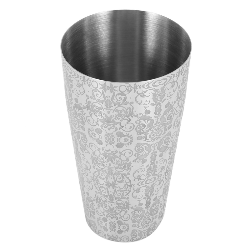 Máy lắc Cocktail Máy lắc Boston bằng thép không gỉ Barra De Ferramentas Thiết kế khắc sáng tạo Boston Máy lắc Cocktail Bộ thiếc