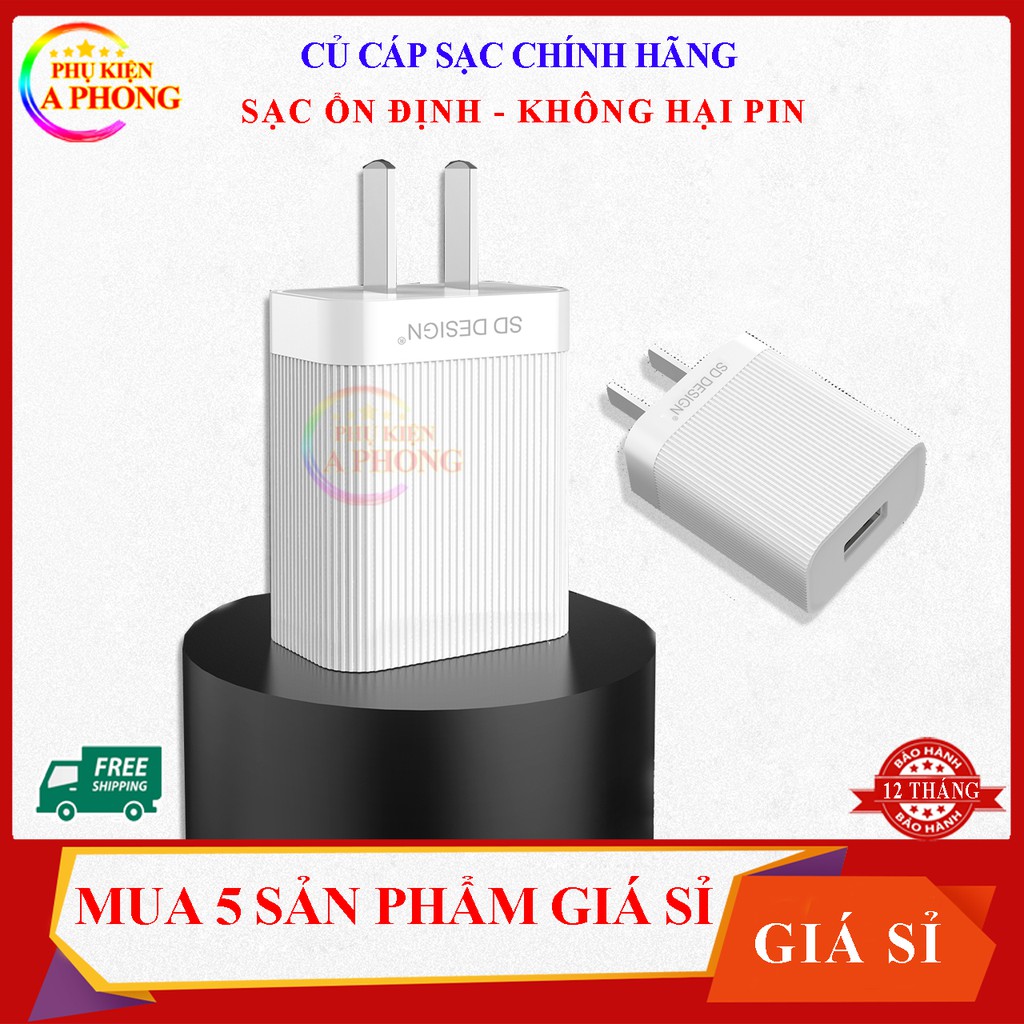 Củ sạc SD Design B03 Chính hãng cao cấp hỗ trợ sạc nhanh cho điện thoại iPhone samsung iPad airpod tai nghe, Bh 12 Tháng