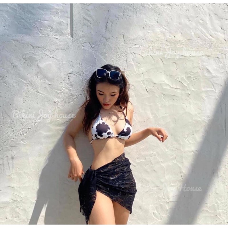 [ MẪU MỚI] Bikini 2 mảnh tam giác hoạ tiết bò sữa cao cấp