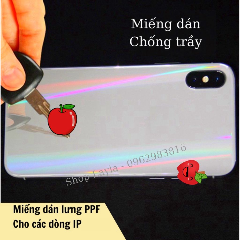 Miếng dán mặt lưng cho Iphone từ 7Plus/8Plus/X/Xr/Xs max/11ProMax/12ProMax/13ProMax-Full màn hình-Chống trày