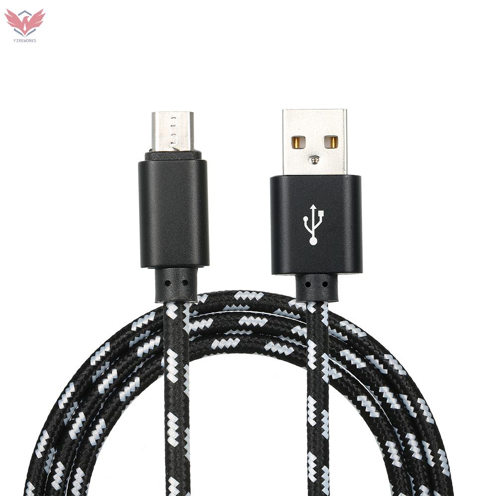 Dây Cáp Sạc Truyền Dữ Liệu Micro Usb Dây Bện Nylon Màu Đen Cho Samsung Huawei Xiaomi