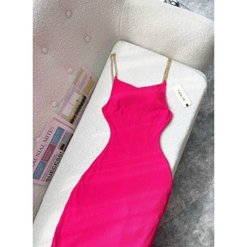 Đầm Hai Dây Xích Thun Gân Xịn - Có Mút Ngực - Form Xòe Nhẹ - Dáng Dài Maxi Ôm Body Sexy - Thiết Kế Đơn Giản Sang Chảnh