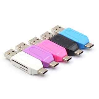 Đầu Đọc Thẻ Nhớ 2 Trong 1 Cổng USB Loại C Micro USB OTG TF Cho Điện Thoại Xiaomi Huawei Vivo Oppo Samsung