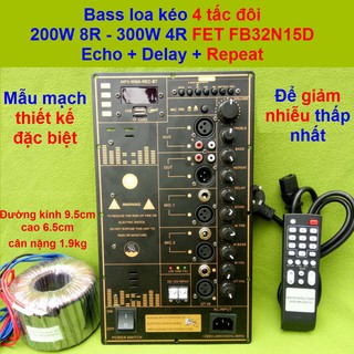 Mạch loa kéo 4 tấc đôi 200w - 300w fet fb32n15d bluetooth karaoke