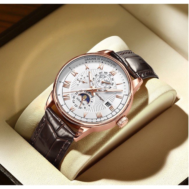 Đồng hồ nam thời trang cao cấp, máy pin dây cao su mặt chống xước cao cấp, Lịch lãm - D908