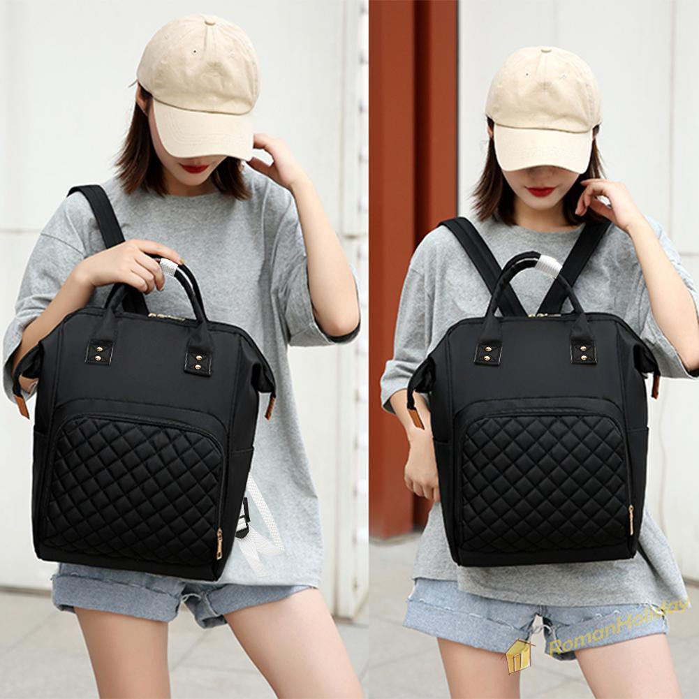 【On Sale】Pure Color Mommy Travel Backpacks Big Nylon Maternity Nappy Top-handle Bags