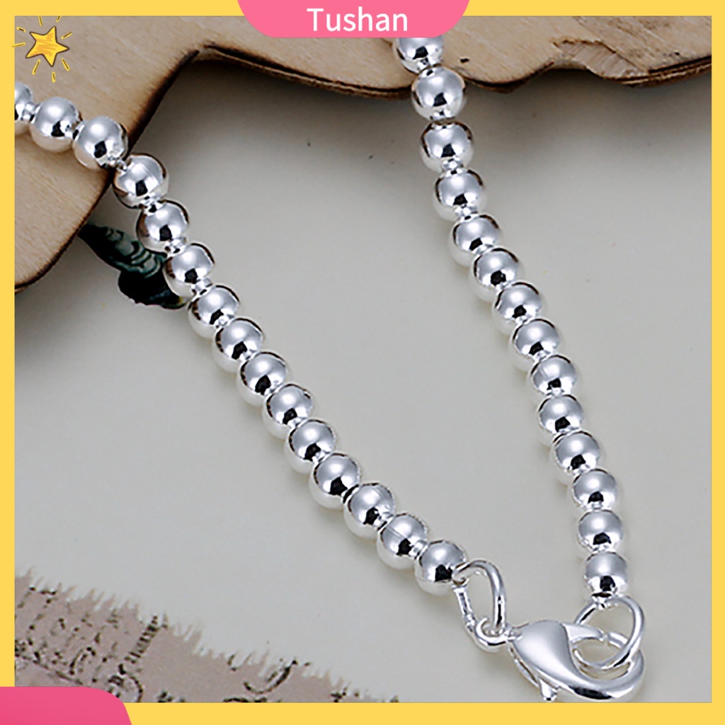 Vòng đeo tay chuỗi hạt mạ bạc xinh xắn thời trang dành cho nữ