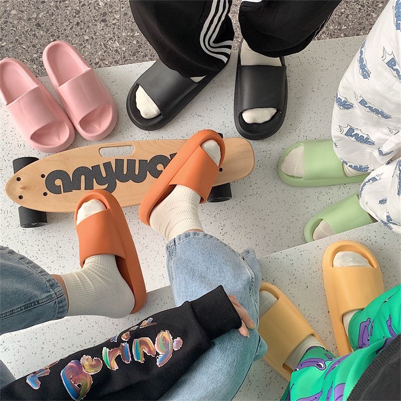 JY373  - Dép cao su bánh mì đúc liền đế dày 1-2cm màu sắc đơn giản