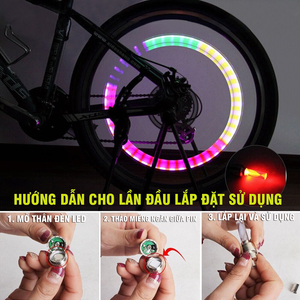 [GIÁ SỐC] Đèn led van neon xe đạp trang trí lắp bánh xe nhiều màu gắn bánh xe đạp/ xe máy chất lượng cao