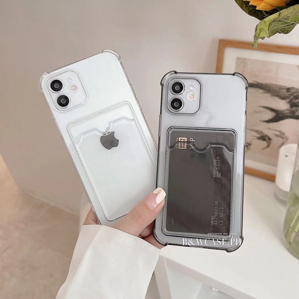 Ốp Điện Thoại Dẻo Trong Suốt Chống Sốc Có Ngăn Đựng Thẻ Cho Iphone 11 12 Pro Max Ix Xs Max Xr I7 8 Plus | BigBuy360 - bigbuy360.vn
