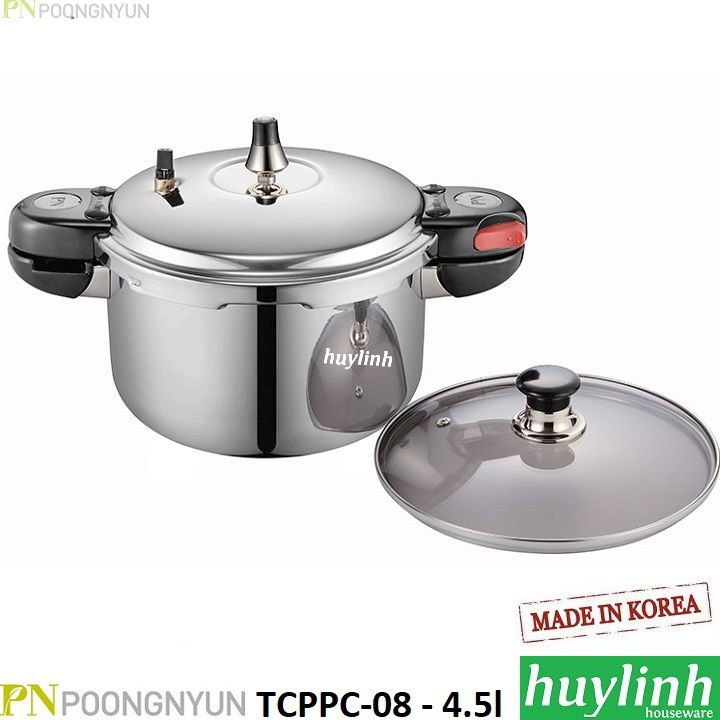 [Mã ELHAMS5 giảm 6% đơn 300K] Nồi áp suất Inox bếp từ PoongNyun TCPPC-08 - 4.5 lít - Made in Hàn Quốc