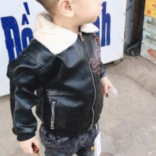 Áo da cổ lông cho bé