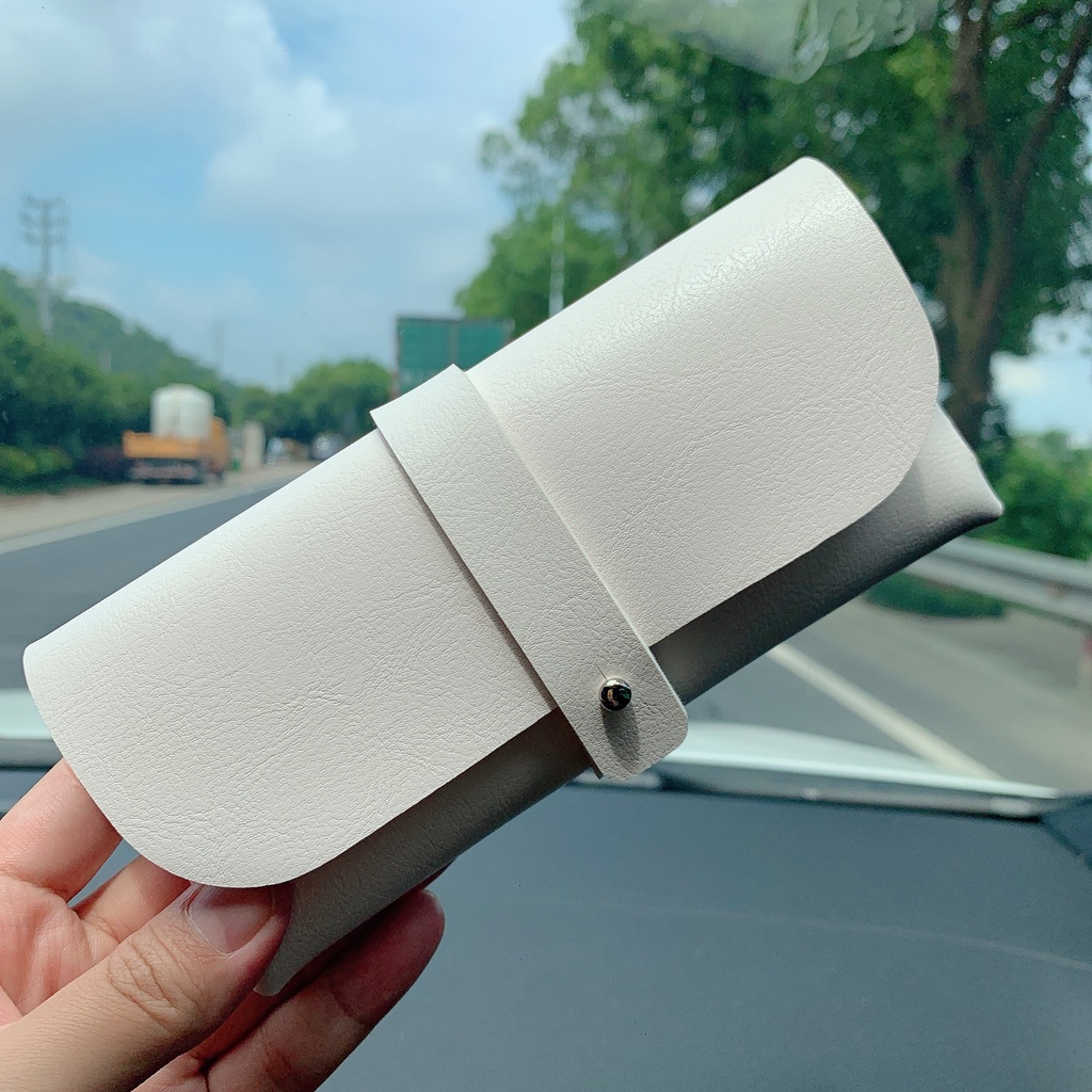 Túi đựng mắt kính bằng da mềm chống áp lực thiết kế đơn giản phong cách retro cho nữ