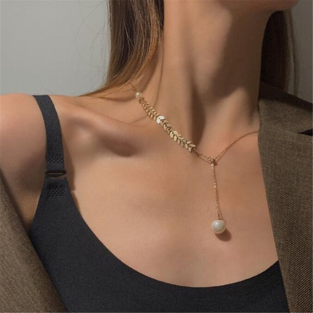 Dây Chuyền Từ Hợp Kim Mặt Ngọc Trai Đơn Giản Phong Cách Hàn Quốc