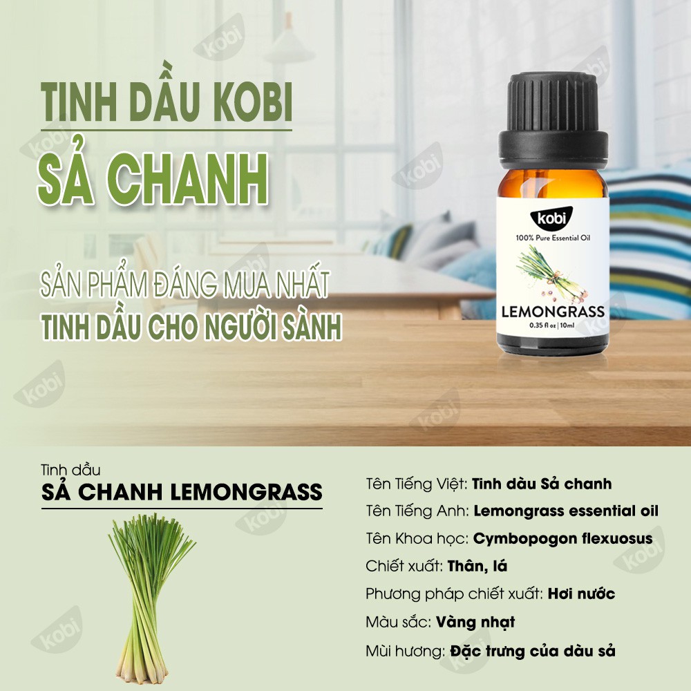 Tinh dầu treo xe ô tô Sả chanh Kobi nguyên chất - 8ml/chai