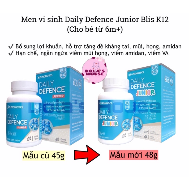 {MẪU MỚI CÓ THÌA} MEN VI SINH TĂNG ĐỀ KHÁNG MŨI HỌNG DAILY DEFENCE JUNIOR