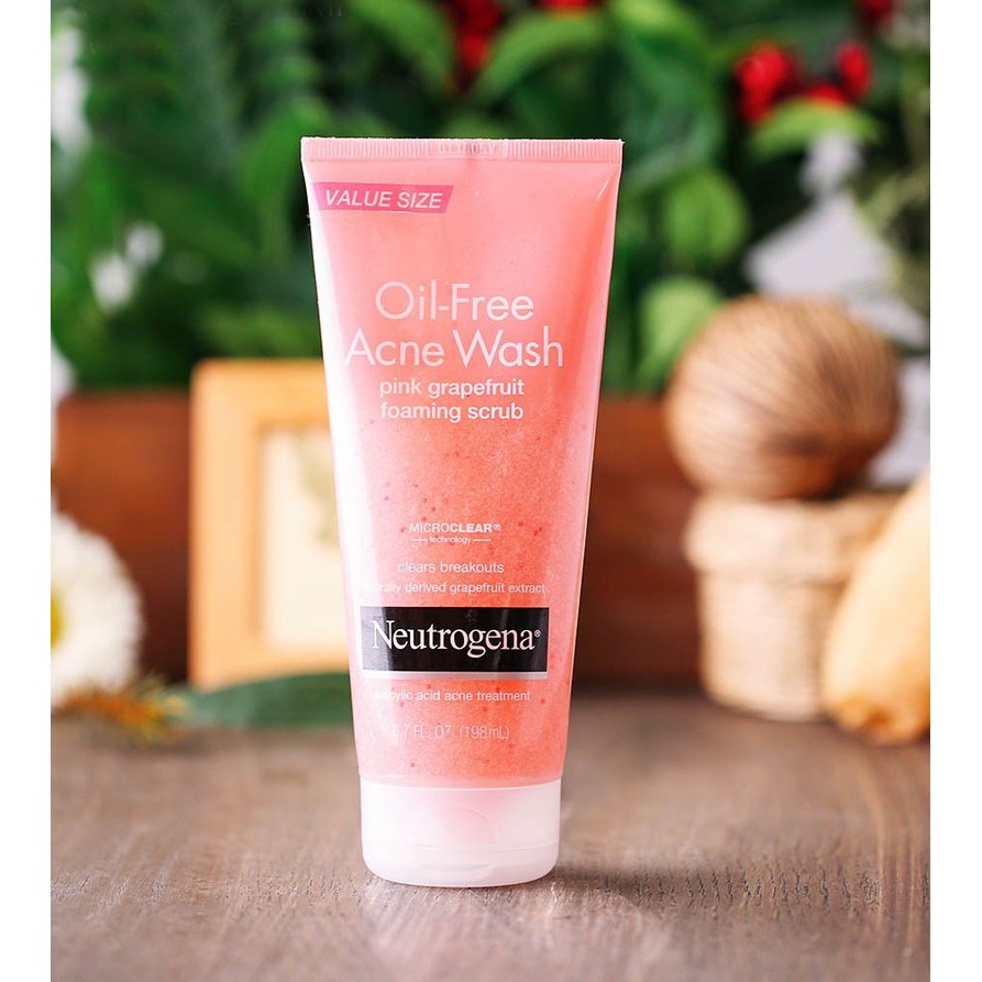 Sữa Rữa Mặt Neutrogena Oil Free Acne Wash Pink Grapefruit Foaming Scrub (198ml) _ NTG025SRM