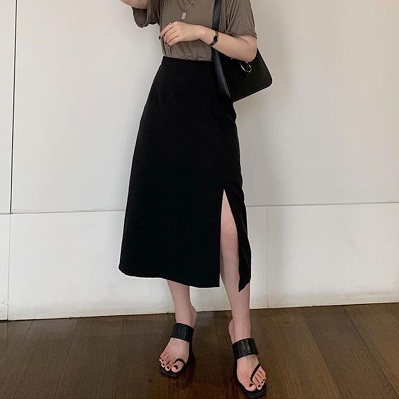 Chân Váy Xẻ Tà Màu Đen Lưng Cao Size S-5xl 200 Thời Trang Hàn Quốc Cho Nữ