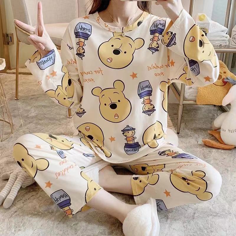 Đồ bộ nữ dài tay hoạt hình, Đồ ngủ nữ cotton thun dài tay cực xinh DT02 | BigBuy360 - bigbuy360.vn