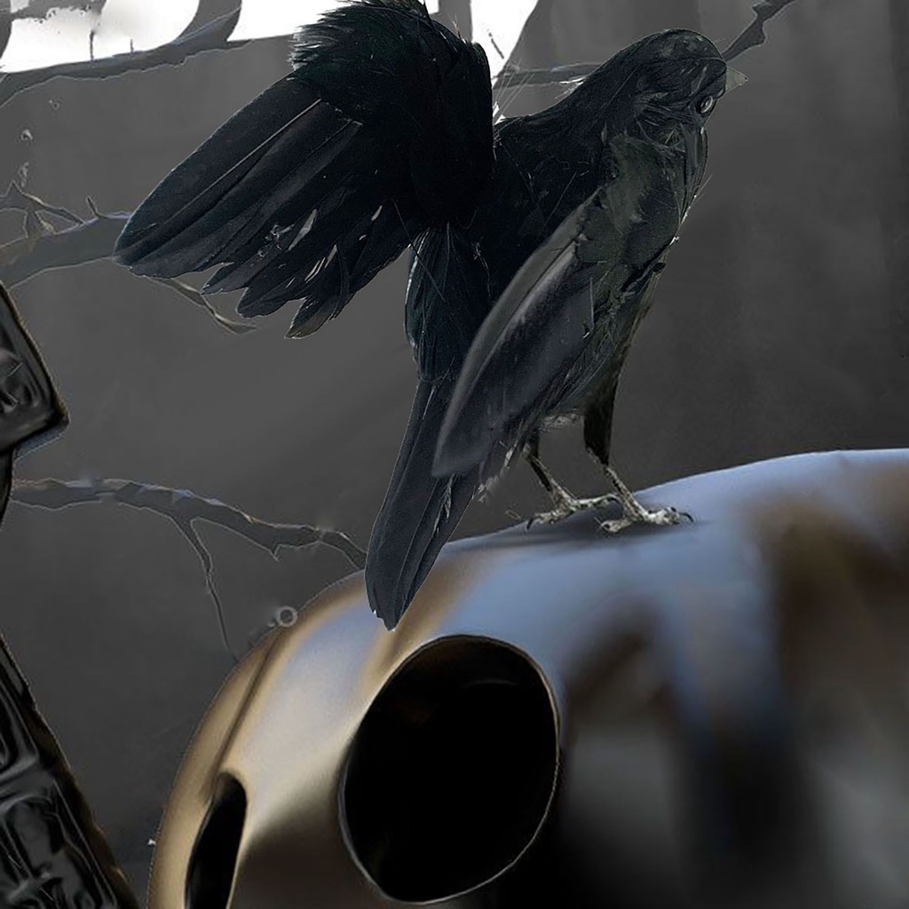 Mô hình quạ nhân tạo dùng trang trí lễ hội halloween