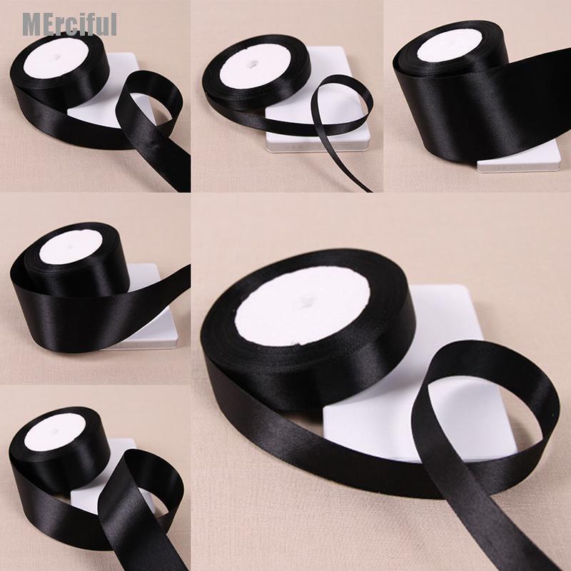 Cuộn dây ruy băng bằng lụa satin màu đen 25 yard dùng trang trí tiệc cưới độc đáo