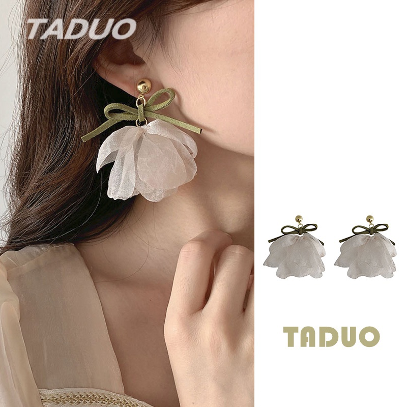 Bông Tai Bạc s925 Hình Hoa Trắng Phong Cách Hàn Quốc Cho Nữ