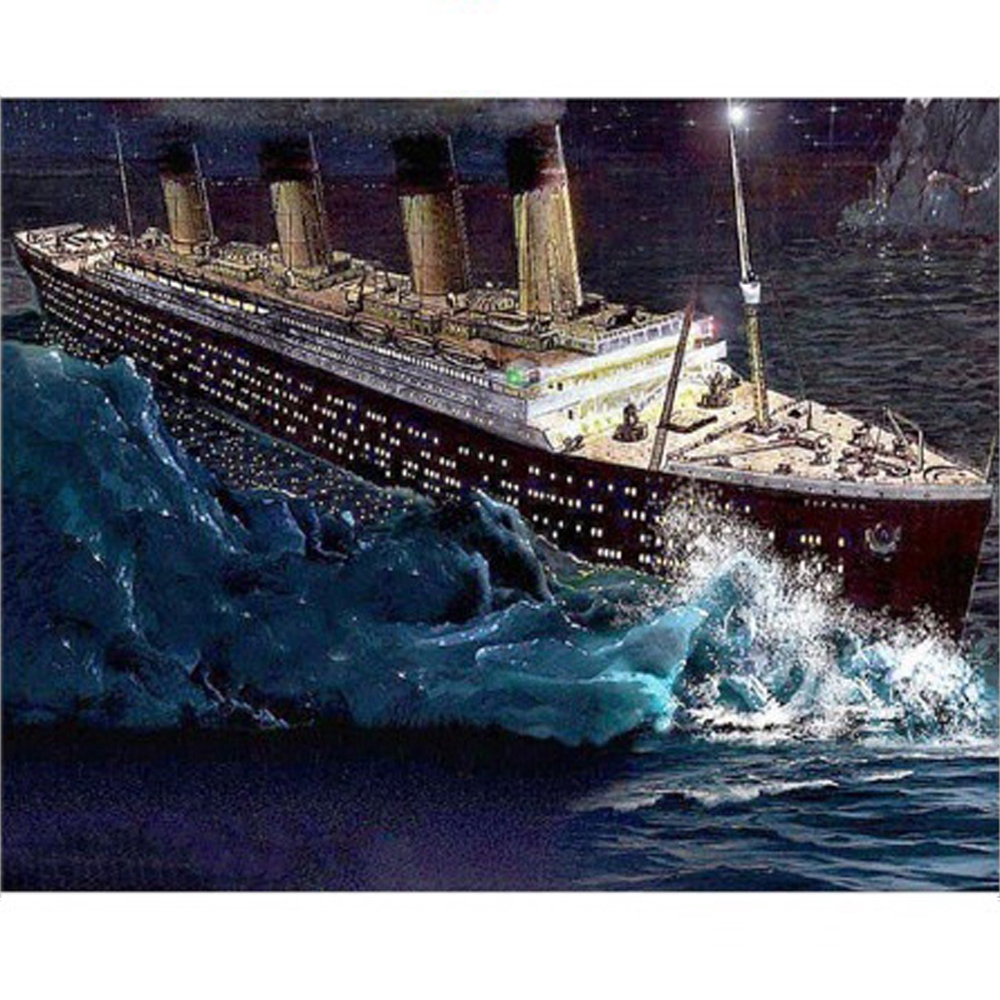 Bộ Tranh Đính Đá 5d Họa Tiết Tàu Titanic Độc Đáo Diy Dùng Trang Trí Nhà Cửa