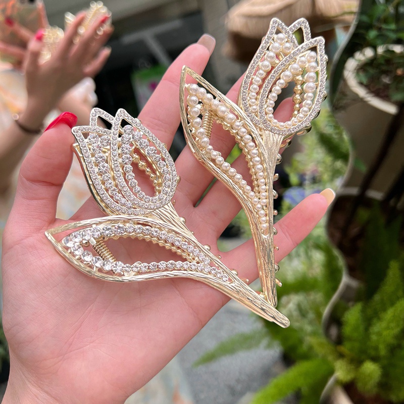 Kẹp Tóc Hoa Tulip Đính Ngọc Trai Nhân Tạo Thời Trang Cho Nữ