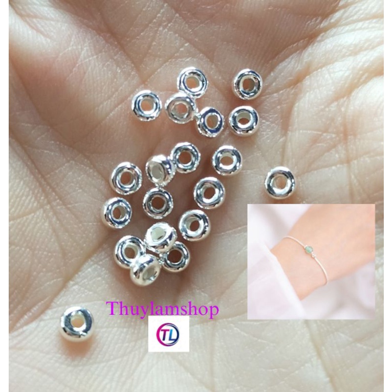 Charm bi bạc 925 bi trơn 3li chặn hạt vĩnh viễn bảo hành