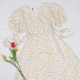Đầm váy nữ hoa dáng dài, cổ chéo Rolisa RD049 Màu Hồng đậm