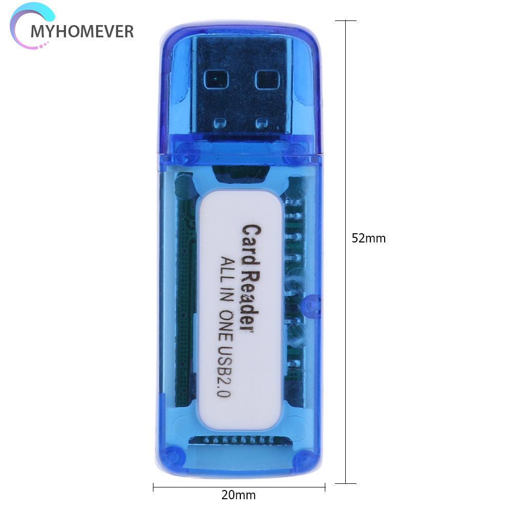 myhomever 4 in 1 Memory Card Reader USB 2.0 All in One Cardreader for Micro SD TF M2