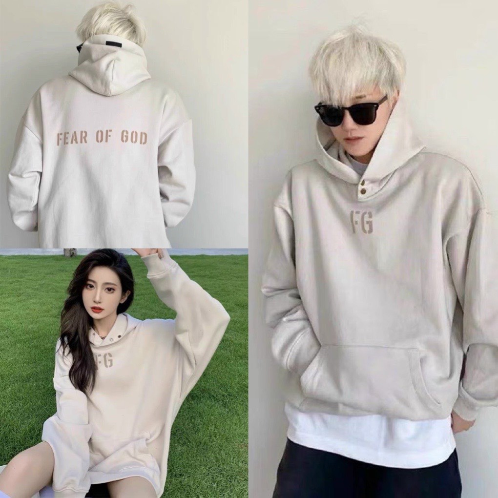 Áo Hoodie Unisex Mũ To 2 Lớp Cúc Bấm FG Áo Nỉ Đôi Nam Nữ Có Mũ Tay Phồng Freesize Form Rộng