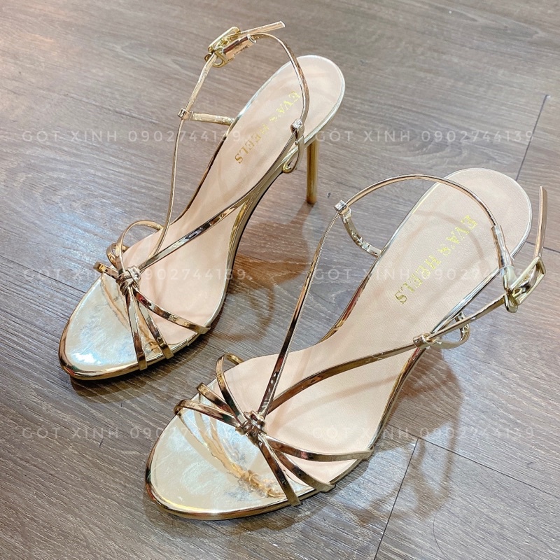 Sandal cao gót vàng gold chéo dây xinh xắn