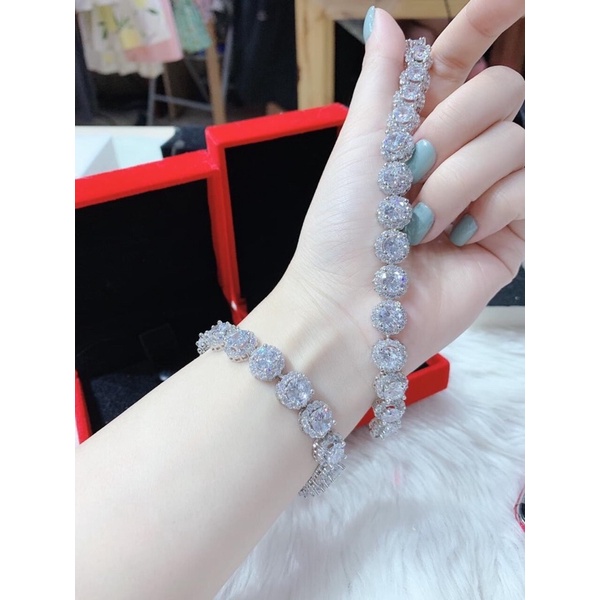 Lắc tay nữ kiểu xoàn dát bạch kim cao cấp mẫu mới cực đẹp